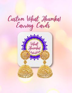 an advertisement with the words, custom what's humba earring cards on it