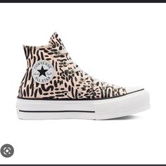 Women's Animal Print Platform Chuck Taylor All Star Size 9 Never Worn No Returns Converse Bleu, Converse All Star Mens, Leather Chuck Taylors, Platform Chucks, Adidas Outfit Shoes, Womens High Top Shoes, Cute Converse, Converse Platform, Converse Shoes Womens