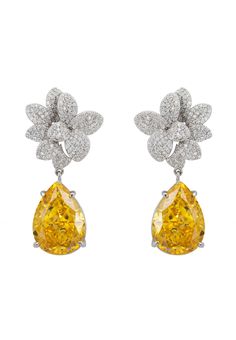 These Orchid Flower Teardrop Yellow Topaz Earrings are more than just jewellery; they're a statement of elegance. Weighing 11.0 grams, they're crafted from high-quality 925 silver, ensuring durability and lasting shine. The floral-inspired design at the top, adorned with sparkling cubic zirconia, celebrates the beauty of nature and is perfectly complemented by a teardrop-shaped lab-created yellow topaz gemstone that dangles below. Yellow topaz, the birthstone for November, is cherished for its s Yellow Flower-shaped Formal Jewelry, Formal Yellow Flower-shaped Jewelry, Yellow Flower Shaped Jewelry For Formal Occasions, Formal Yellow Flower-shaped Earrings, Topaz Earrings, Orchid Flower, Accessories Jewelry Earrings, Topaz Gemstone, Women Accessories Jewelry