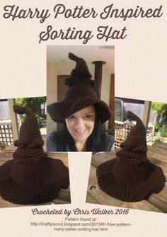 an advertisement for harry potter inspired knitting hat