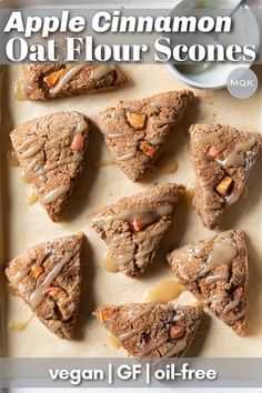 apple cinnamon oat flour scones on a baking sheet