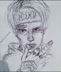 a drawing of a woman with her hand on her face and the word nirvana written in it