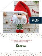 a christmas card with an image of a gnome in green pants and red hat on it