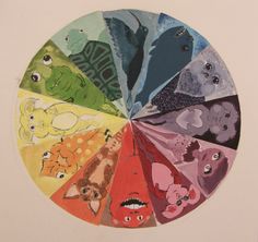 a circle with different colored fish on it