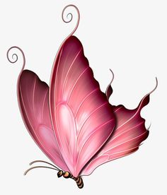 a large pink butterfly flying through the air