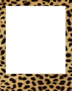 an animal print frame with a white square in the middle and black spots on it