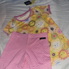 Questions? Leave A Comment Below! Yellow Cotton Sleepwear For Pajama Party, Fun Multicolor Sleepwear For Playwear, Cute Multicolor Sleepover Sets, Yellow Summer Sets For Pajama Party, Yellow Short Sleeve Sleepwear For Pajama Party, Playful Sleepwear For Spring Sleepover, Casual Yellow Pajama Party Sets, Yellow Casual Sets For Pajama Party, Fun Yellow Summer Sets