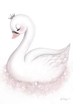 a white swan with a crown on its head