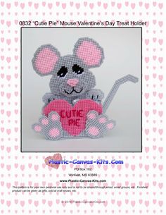 a cross stitch mouse valentine's day treat holder is featured in the pattern book