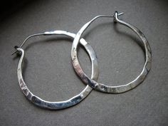 Simple light weight hoop in sterling silver