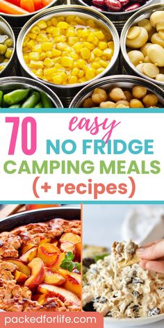 camping meals with text overlay that reads, easy no fridge camping meals