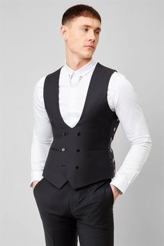 Put a twisted take on your black-tie look and opt for the Kingdon black dinner suit. Cut to our signature skinny fit, it's a modern take on the classic tuxedo but still screams 'big event energy'. Tailoring Details, Black Dinner, Double Breasted Waistcoat, Classic Tuxedo, Dinner Suit, Dinner Jacket, Black Tuxedo, Suit Fabric, 3 Piece Suits