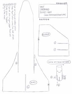 the diagram shows how to make a paper rocket