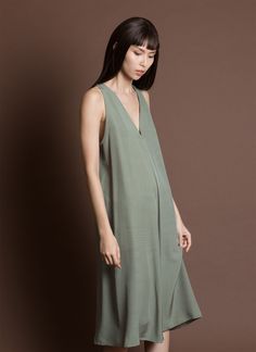 Blind Stitch, Silk Crepe, Moss Green, Body Measurements, Diy Fashion, Silk Dress, On The Side, Gowns Dresses, A Line Dress