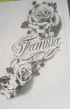 an old school style tattoo design with roses and the words tranquilia written in cursive writing