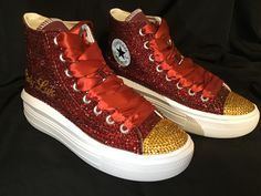 These beautiful sneakers are handmade to order with hand placed glass rhinestone crystal of the highest quality.   Order for a wedding party or bride, favorite sport team, high school colors or special events.  These shoes are fully customizable with your choice of color crystals or text for women, men and children.  .  Each pair comes with a small repair kit and a pair of satin laces. PLEASE FOLLOW THESE STEPS TO ENSURE THAT YOUR SHOES ARE EXACTLY HOW YOU ORDER.  I provide the classic All-Star unisex Converse sneaker.  Note these sneakers run big and I highly recommend you try on the shoe in your local area if you are not sure of the fit.   All orders are custom and non-returnable/refundable.   Please note this is a custom items and will take 4-6 weeks for delivery. Sneakers For Wedding, High School Events, Wedding Tennis Shoes, Bedazzled Converse, Sparkly Converse, Bling Wedding Shoes, Bride Converse, Rhinestone Converse, Bride Sneakers