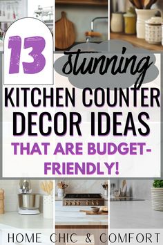 kitchen decor ideas, kitchen decorating ideas, kitchen counter decor, Elegant Kitchen Island Decor, How To Decorate Top Of Cabinets Kitchens, Small Counter Organization, Small Countertop Decor Ideas, White Kitchen Accessories Ideas, Kitchen Shelf Decoration Ideas, Hide Countertop Clutter, Kitchen Sink In Island Decor