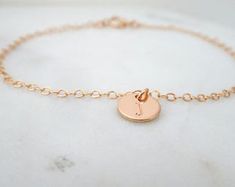 Double Wrap Dainty Initial Charm Bracelet Delicate Chain | Etsy Simple 14k Gold Chain Bracelet As Gift, Personalized 14k Rose Gold Bracelet, Simple 14k Gold Bracelets As Gift, Simple 14k Gold Bracelet Gift, Rose Gold Charm Bracelet For Gift, Engraved Rose Gold Bracelets For Everyday, Round 14k Stamped Bracelets As Gift, Everyday Engraved Rose Gold Bracelets, Rose Gold Charm Bracelet As A Gift