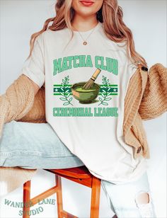 Matcha T Shirt | Matcha Green Tea | Ceremonial Matcha | Tea Lover | Matcha Powder First rule of matcha club is you always talk about matcha~ An ultra comfortable and high quality top made to last, perfect for the matcha munchers, green tea gulpers and caffeine career-ists.  ✨✨Shirt details✨✨ - Unisex short sleeve t-shirt timelessly fits both women and men - Lightweight, breathable, soft and quality cotton for maximum comfort and ideal canvas for printing - Ribbed knit collar for superior shaping Matcha Shirt, Tea Lover Gifts, Matcha Lover, Ceremonial Matcha, Green Tea Powder, Tea Lovers Gift, Matcha Powder, Tea Powder, Gift Tea