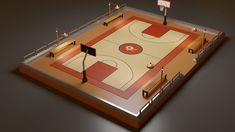 an overhead view of a basketball court with benches