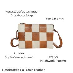 Need the perfect bag to pair with our Patch wallet? Look no further than the Sadie! A gorgeous, retro 1970’s patchwork version of our classic Sunny organizes your everyday needs. Details 100% Full-grain leather handcrafted by artisans in South America and India. Every hide is unique so you will notice natural variations in the grain texture and shading which are hallmarks of high-quality. Top zip entry Exterior patchwork pattern Interior triple compartment. Front compartment features 2 open pock Beige Patchwork Shoulder Bag For Everyday, Retro Cream Bag For Daily Use, Retro White Leather Shoulder Bag, Vintage Bags With Interior Card Slots For Everyday, White Retro Shoulder Bag For Everyday Use, Brown Patchwork Rectangular Bag, Brown Rectangular Patchwork Bag, Retro Patchwork Shoulder Bag For Everyday Use, Retro Style Patchwork Shoulder Bag For Everyday Use