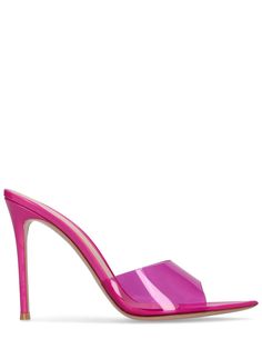 Find GIANVITO ROSSI 105mm Elle Pvc Mules on Editorialist. 105mm Patent leather covered heel. Plexi upper. Pointed toe. Patent leather insole. Leather sole Modern Pink Heels With Sculpted Heel, Pink Open Heel Heels With Deep Heel Cup, Modern Pink Pointed Toe Heels, Pink Wrapped Heel Cocktail Heels, Luxury Pink Heels With Sculpted Heel, Luxury Pink High Heels, Modern Pink Heels For Formal Occasions, Designer Pink Heels With 4-inch Heel, Luxury Pink Open Heel Heels