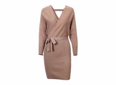 V-Neck Long Batwing Sleeve Elegant Knitted Sweater Dress With Belt - Uniqistic.com Oversized Lapel Coat, Long Wrap Dress, Lapel Coat, Beige Coat, Maxi Coat, Oversized Coat, Belted Coat, Wool Blend Coat, Knit Sweater Dress