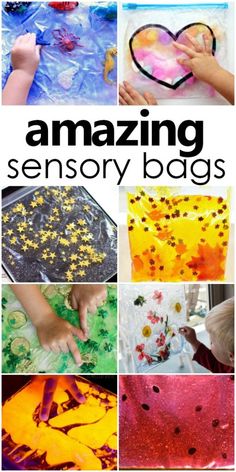 Amazing Sensory Bags-mess-free sensory play for babies, toddlers, and preschoolers Animal Noises Activities, Sensory Provocations, Sensorial Activities, Sensory Tub, Sensory Bags, Crafts And Activities For Kids, Baby Sensory Play, Sensory Crafts, Sensory Activities Toddlers