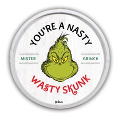 "Find the 20\" The Grinch Nasty Wasty Skunk Round Framed Print at Michaels. com. Depicting the Grinch, this framed printed wall art will add a comical element to your Christmas décor. Depicting the Grinch, this framed printed wall art will add a comical element to your Christmas décor. Details: Multicolor 20\" x 20\" Fade-resistant UV inks Comes ready to hang with 2 high-quality D-rings Licensed Dr. Seuss product For indoor use | 20\" The Grinch Nasty Wasty Skunk Round Framed Print By Designs Di Typography Artwork, Botanical Wall Decor, Mirror Sign, Creative Products, Tree Wall Decor, Indoor Christmas Decorations, The Grinch, Dr Seuss, The Holiday Aisle