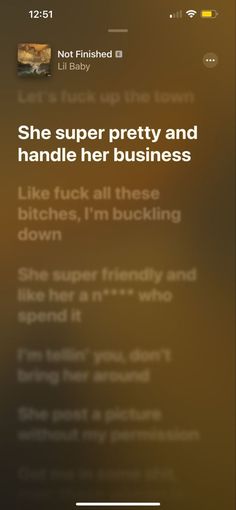 an iphone screen with the text, she's super pretty and handle her business