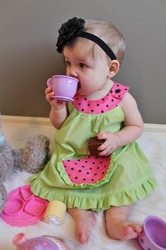 Cute Watermelon Dress Watermelon Clothes, Watermelon Dress, Costume Carnaval, Pillowcase Dress, Sewing For Kids, Pocket Dress