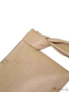 Bird in Bag - Square Bag Knot Decoration PU Leather On-the-go Rectangular Soft Leather Clutch, Versatile Rectangular Beige Clutch, Versatile Beige Rectangular Clutch, Beige Shoulder Bag Pouch For Shopping, Rectangular Soft Leather Clutch For On-the-go, Faux Leather Clutch Bag For Shopping, Faux Leather Clutch For Shopping, Beige Shoulder Bag With Zipper Pouch For On-the-go, Trendy Leather Shopping Pouch