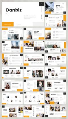 an image of a bunch of different webpages on a white and orange background