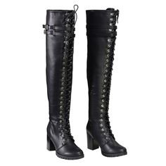 Milwaukee Leather MBL9424 Women’s Black Above the Knee Boots with Lace-Up Closure Features Made of Premium Synthetic Leather Faux Upper Anti-Slip Bottom Above the Knee Design Platform Heel Lace-Up with Adjustable Buckle Straps Inside Side Zipper Entry for Easy on and off Wear Milwaukee Leather Performance Apparel: Made for Riders, Built to Last Black Wide Calf Knee-high Lace-up Boots, Gothic Black Knee-high Boots For Fall, Black Gothic Knee-high Faux Leather Boots, Black Gothic Faux Leather Knee-high Boots, Gothic Black Faux Leather Knee-high Boots, Black Gothic Faux Leather Lace-up Boots, Gothic Black Knee-high Heeled Boots, Black Leather Lace-up Knee-high Boots, Gothic Leather Lace-up Knee-high Boots