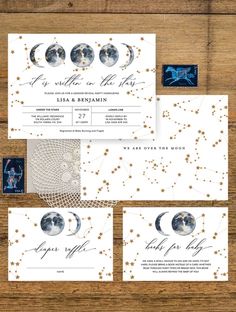 wedding stationery with the moon and stars