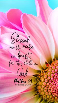 a large pink flower with a bible verse on it's center and the words, be