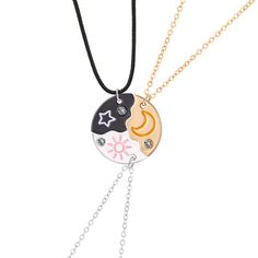 PRICES MAY VARY. 【Bff Necklace For 3】- This 3-piece bff necklace set is a perfect present for your best friends or sisters, symbolizing your everlasting friendship and love. 【Elegant Design】- The heart-shaped pendant with sun, moon, and star charms creates a charming and meaningful keepsake that your friends will cherish forever. 【High-Quality Materials】- Crafted from durable materials and adorned with sparkling crystals, this Weirdo necklace ensures a long-lasting, eye-catching look. 【Fits All Moon Star Pendant, Long Distance Friendship Gifts, Sun Moon Stars, Star Pendant Necklace