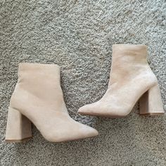 New Never Worn Tan Block Booties Trendy Beige Booties For Spring, Tan Suede, Suede Booties, Shoes Heels Boots, Shoes Women Heels, Heeled Boots, Shoes Heels, Size 7, Women Shoes