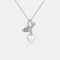 Natural Pearl Pendant Moissanite 925 Sterling Silver Necklace LOVCIA Moissanite Jewelry, Natural Pearl, 3 Carat, Pearl Size, Natural Pearls, Sterling Silver Necklace, Pearl Pendant, Chain Lengths, Sterling Silver Necklaces