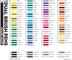 the color chart for dual brushes and colors