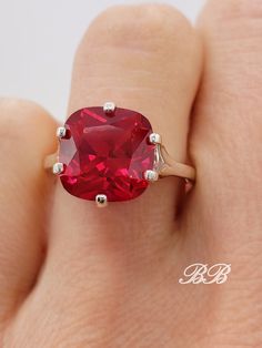 Video Show, Beauty Features, Red Ruby, Ruby Ring, Natural Ruby, Ring Sterling Silver, Cushion Cut, Solitaire Ring, 3 Weeks