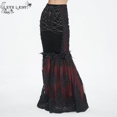 This gothic skirt is patchwork with mesh on the bottom. Floral embroidery, diamante, and chain on the front. Lace splice on the side. Roses in the middle for decoration. Slim-fit silhouette and good elastic fabric. Available in two colors. 
 
Material:?Polyester; Spandex; Cotton; ?Polyamide 
Weight: 0.76KG 
Size:?XS-3XL 
SKU:?ESKT04402 Gothic Skirt, Gothic Floral, Fishtail Skirt, Gothic Rock, Lace Splicing, Elastic Fabric, Embroidered Lace, Online Retail, Holiday Festival