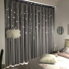 PRICES MAY VARY. 【BASE INFORMATION】 Package includes 2 panels double layer blackout curtain,bonus 2 tiebacks, 2 detachable butterfly bow ties. Grommets top(1.6 inch inner diameter), Curtain measures 42" wide per panel. Available length include 63", 84" 【EXCELLENT MATERIAL】 Made of high-quality polyester fabric, white lace inside, which is elegant and holy. The suspension is very drape, which increases the overall taste of home decorations. 【ROMANTIC DESIGN】 Hollow out star curtains forming a dre Bedroom Girls Kids, Window Curtains Living Room, Star Cut Out, Layered Curtains, Aesthetic Living Room, Curtains For Bedroom, Kids Curtains, Window Room, Living Room Windows