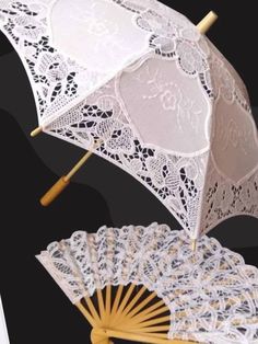 UMBRELLA & FAN COMBO MADE OF WOOD FABRIC AND LACE, MADE IN MEXICO This is a wonderful piece of artwork made of wood and COTTON FABRIC, it makes this fans unique and one of a kind. This is in perfect vintage condition, perfect for a gift. UMBRELLA 21'X 25 INCHES FAN 11 X 19.5 INCHES If you have any questions please don't hesitate to ask You can ask for more photos It will be securely wrapped & sent to you safely Low Heels Wedding, Fancy Umbrella, Bridal Umbrella, Umbrella Photo, Lace Umbrella, Sun Parasol, Lace Parasol, Hand Fans For Wedding, Battenburg Lace