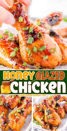 honey glazed chicken on a plate with the title above it