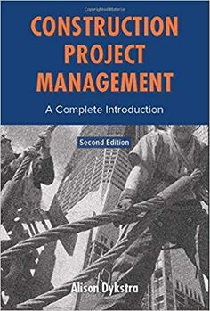 the book cover for construction project management, with an image of men climbing up stairs