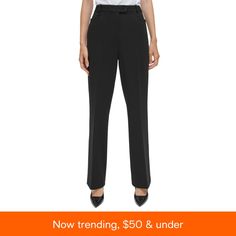 in stock Business Casual Slacks, Pant Trousers Women, Calvin Klein Black Dress, Black Velvet Pants, Womens Black Pants, Fitted Dress Pants, Jumpsuit Dressy, Calvin Klein Pants, Calvin Klein Women