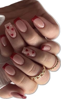 Valentine Nail Art, Valentine Nails, Summery Nails, Red Nail Designs, Short Nail Designs, Pretty Acrylic Nails