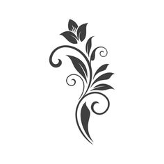 a black and white floral design on a white background