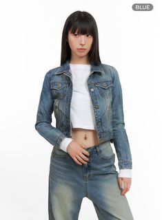 Product Detail Style : Street, Casual Occasion : Back to school Detail : Buttoned Print : Washed Material : Cotton, Denim Sleeve : Long sleeve Neck : Collar Length : Crop Cotton100 Color : Blue Made in Korea Model Size Model is wearing size S/M and the color Blue. Height : 5'7" | 171cm / Top : XS / Bottom : S (25 inch) .prddescription table, .prddescription td, .prddescription th { border : 1px solid black; border-collapse : collapse; padding: 10px; } Size(Inch) Size Shoulder Bust Sleeve Length Casual Slim Fit Outerwear With Pockets, Fitted Medium Wash Denim Vest For Winter, Fitted Denim Vest In Medium Wash For Winter, Fitted Washed Blue Denim Vest For Fall, Casual Slim Fit Outerwear For Spring, Fitted Cotton Denim Jacket In Light Wash, Fitted Long Sleeve Denim Jacket In Medium Wash, Fitted Washed Blue Denim Jacket For Fall, Casual Button-up Denim Jacket